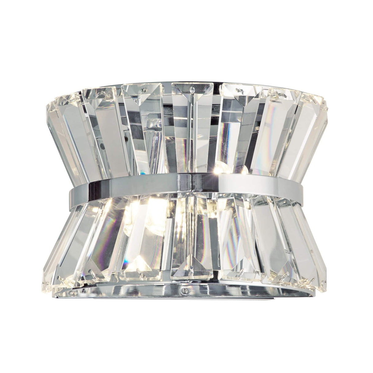 Uptown 2Lt Wall Light - Chrome Metal & Clear Crystal - Comet Lighting