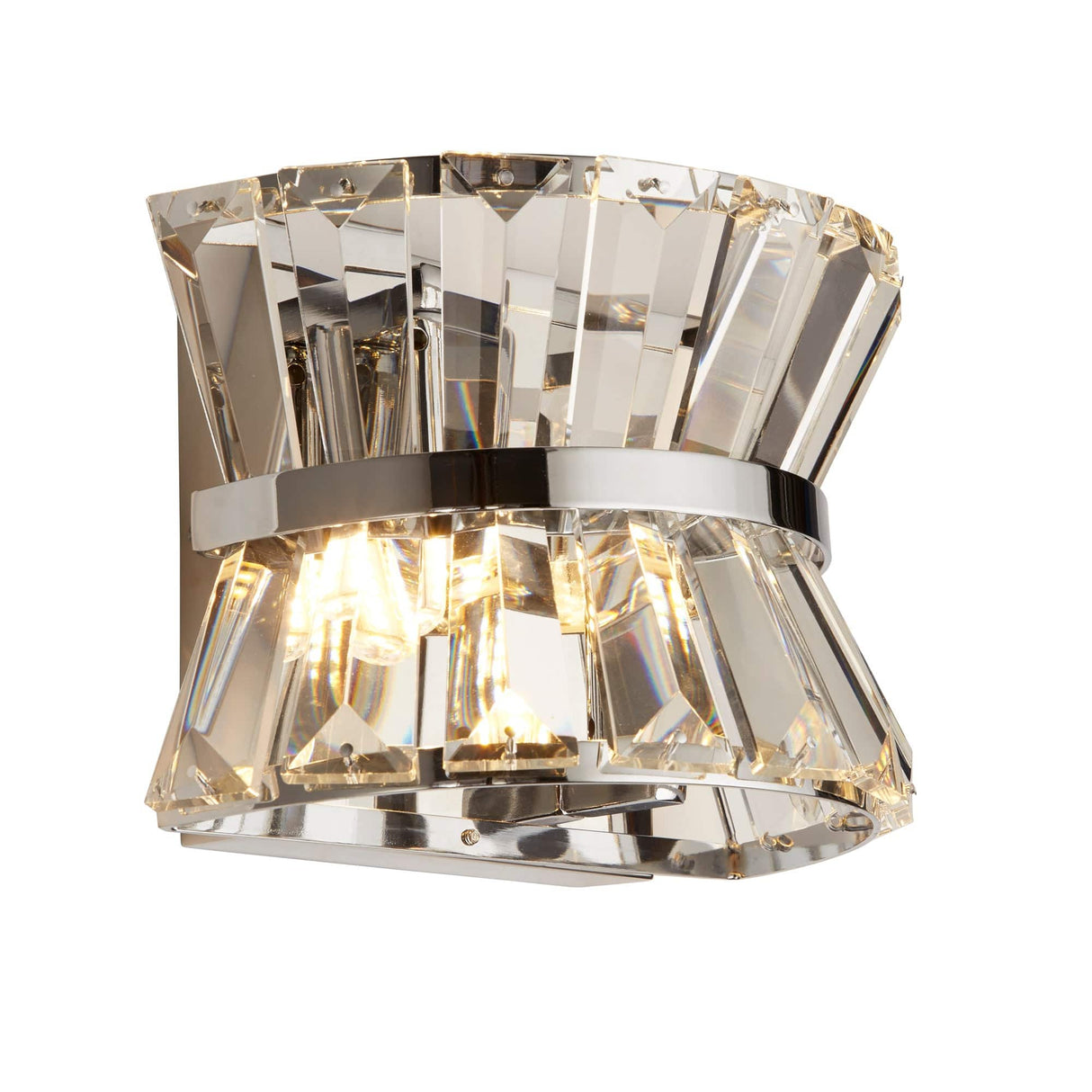 Uptown 2Lt Wall Light - Chrome Metal & Clear Crystal - Comet Lighting