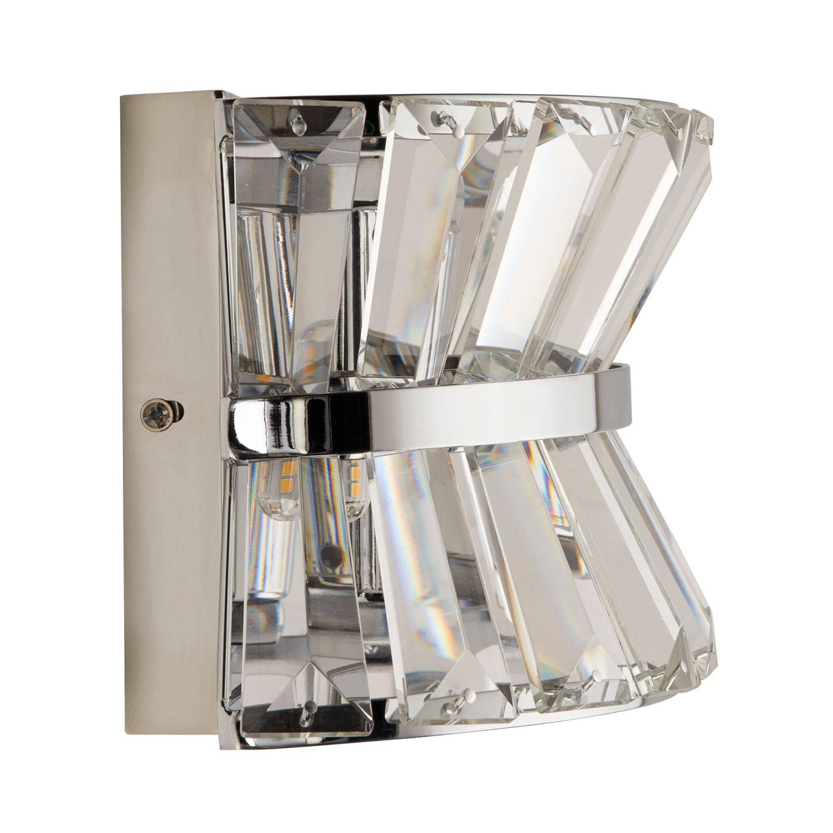 Uptown 2Lt Wall Light - Chrome Metal & Clear Crystal - Comet Lighting