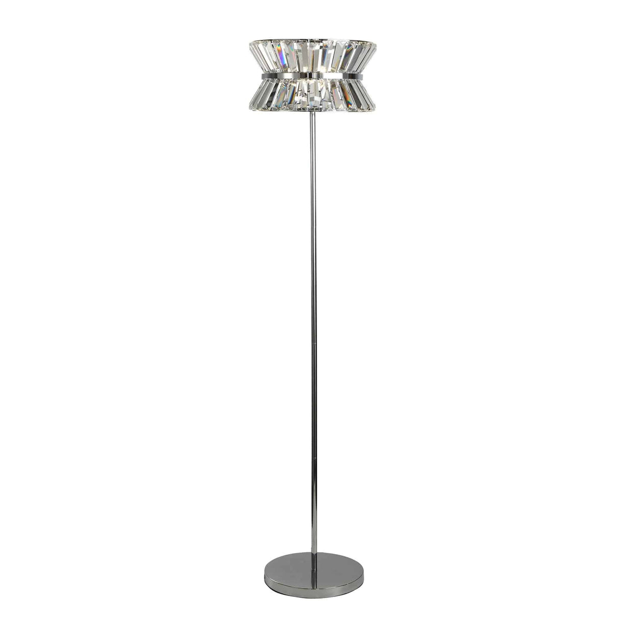 Uptown 3Lt Floor Lamp - Chrome Metal & Clear Crystal - Comet Lighting