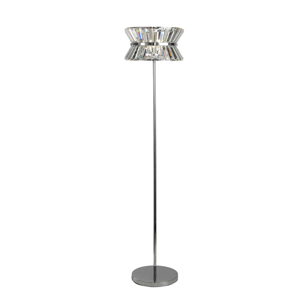 Uptown 3Lt Floor Lamp - Chrome Metal & Clear Crystal - Comet Lighting