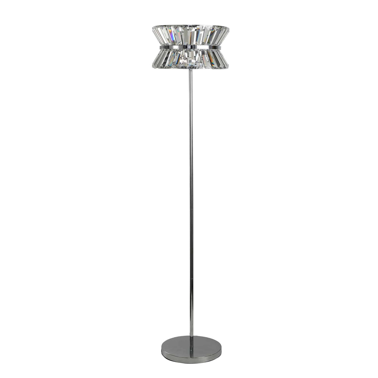 Uptown 3Lt Floor Lamp - Chrome Metal & Clear Crystal - Comet Lighting