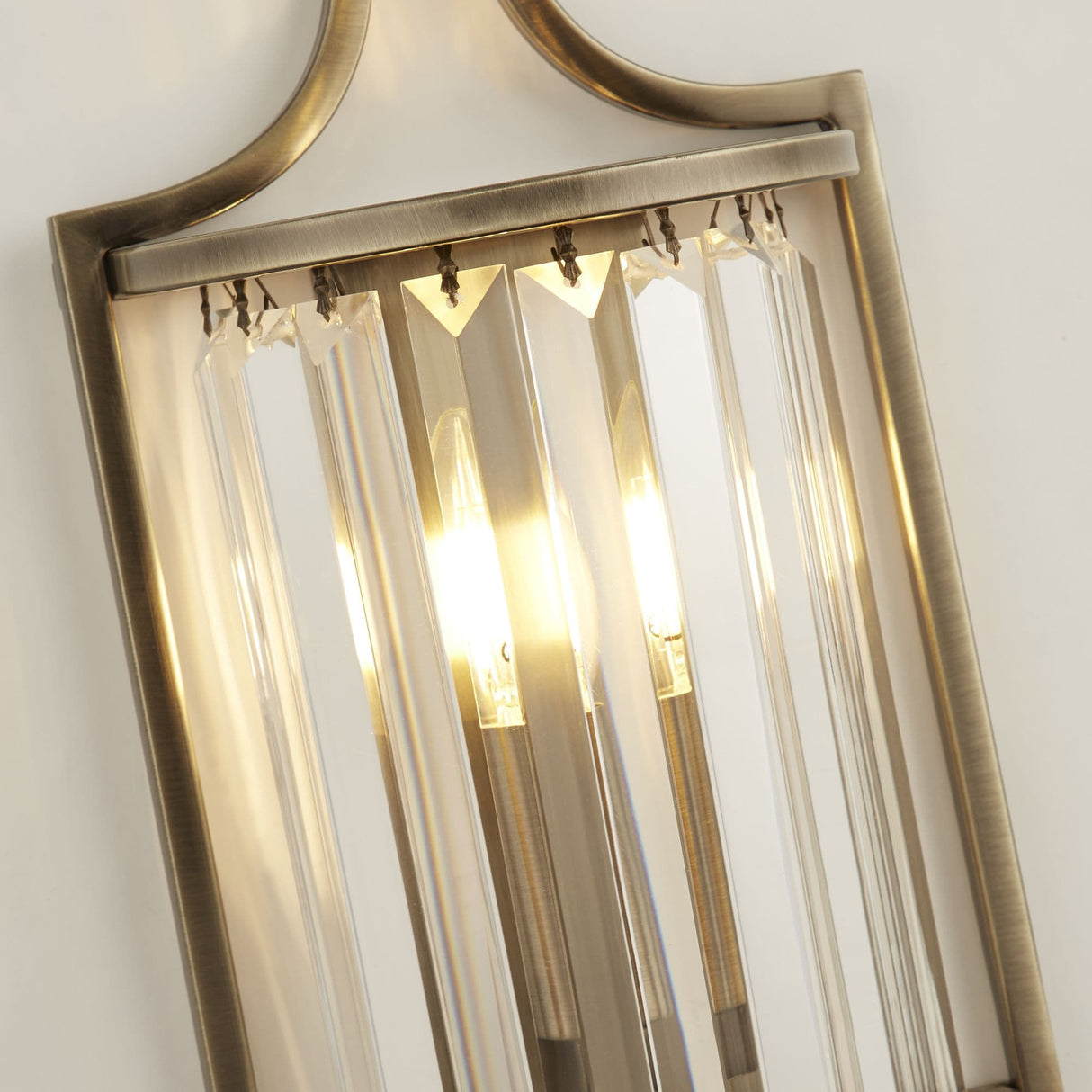 Victoria Wall Light - Antique Brass Metal & Clear Crystal - Comet Lighting