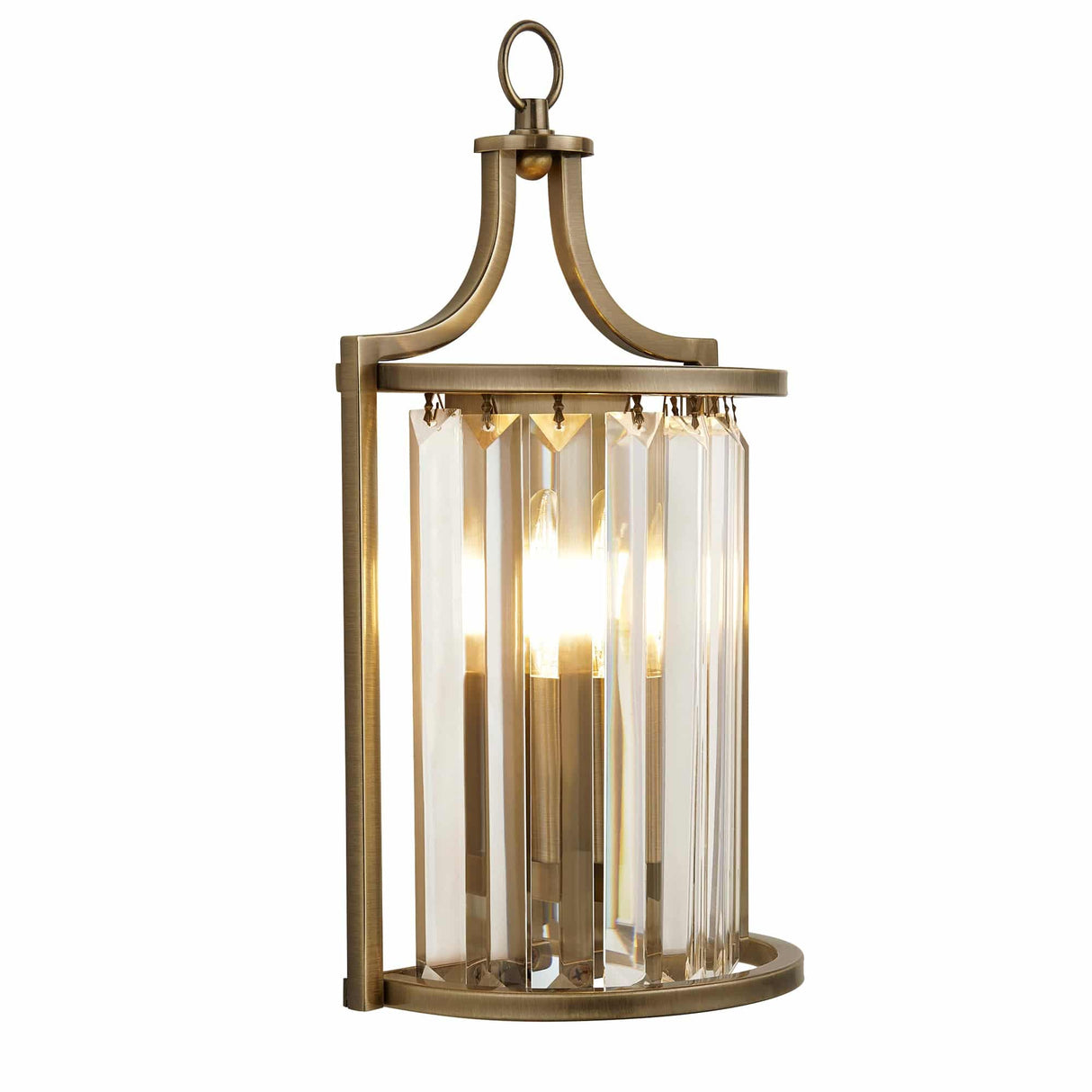 Victoria Wall Light - Antique Brass Metal & Clear Crystal - Comet Lighting
