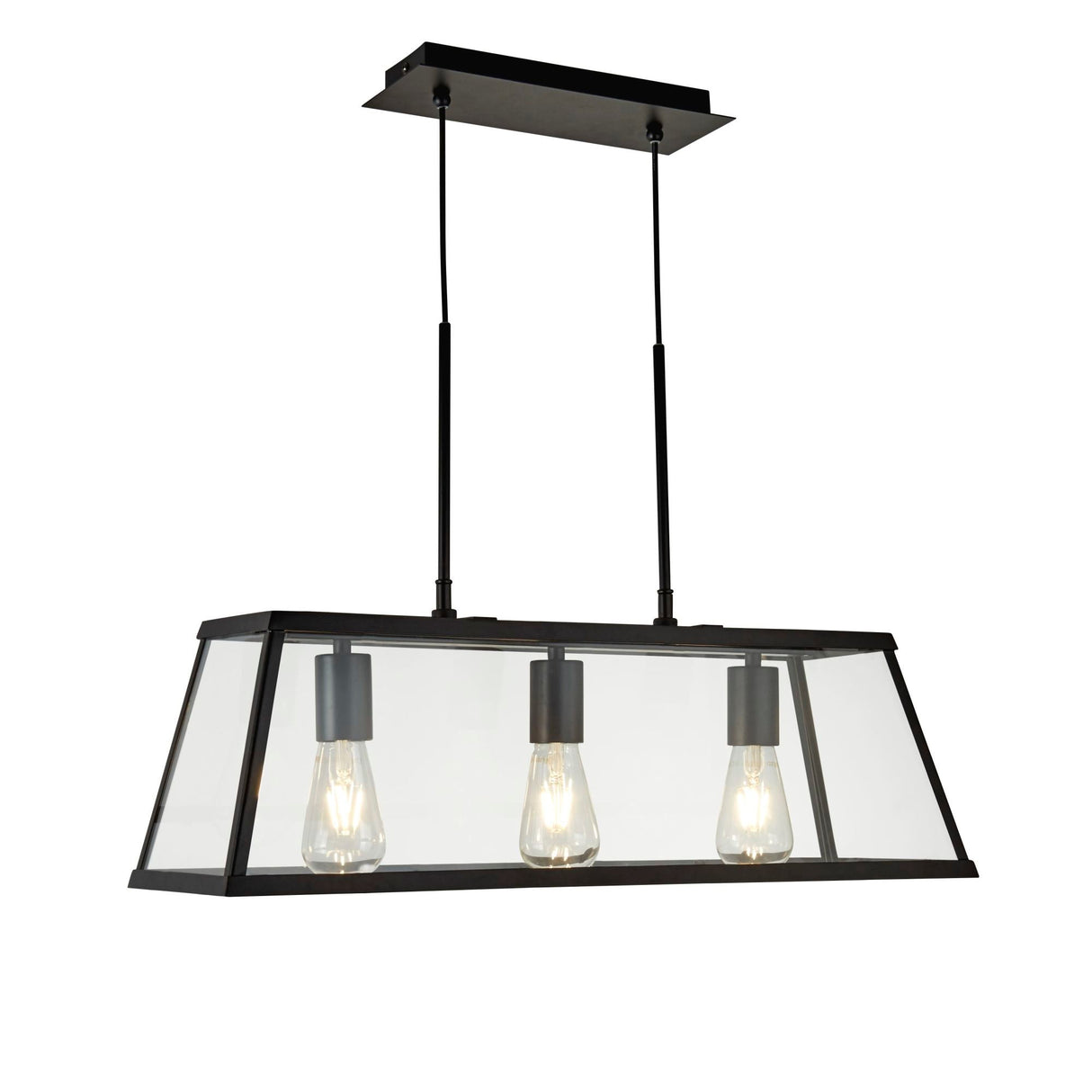 Voyager 3Lt Bar Pendant - Black Metal & Glass - Comet Lighting