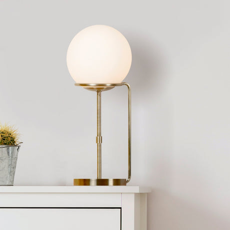 Searchlight 1 Light Table Lamp Brass White Glass Shades - Comet Lighting