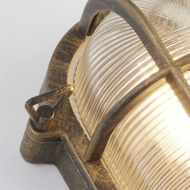 Bulkhead Outdoor Light Oval - Black Gold Aluminium, IP44