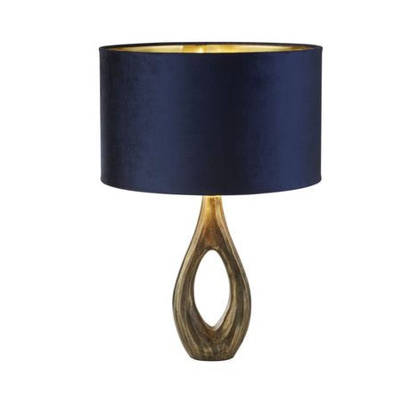 Bucklow Table Lamp- Antique Brass Metal & Navy Velvet Shade