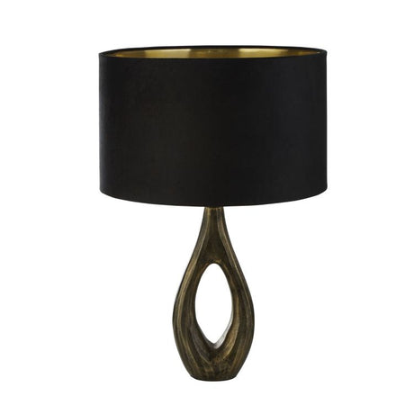 Bucklow Table Lamp- Antique Brass Metal & Black Velvet Shade