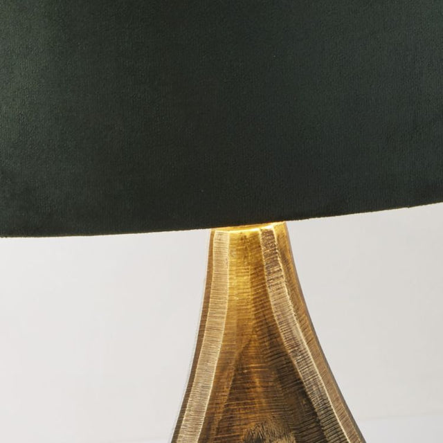 Bucklow Table Lamp- Antique Brass Metal & Green Velvet Shade