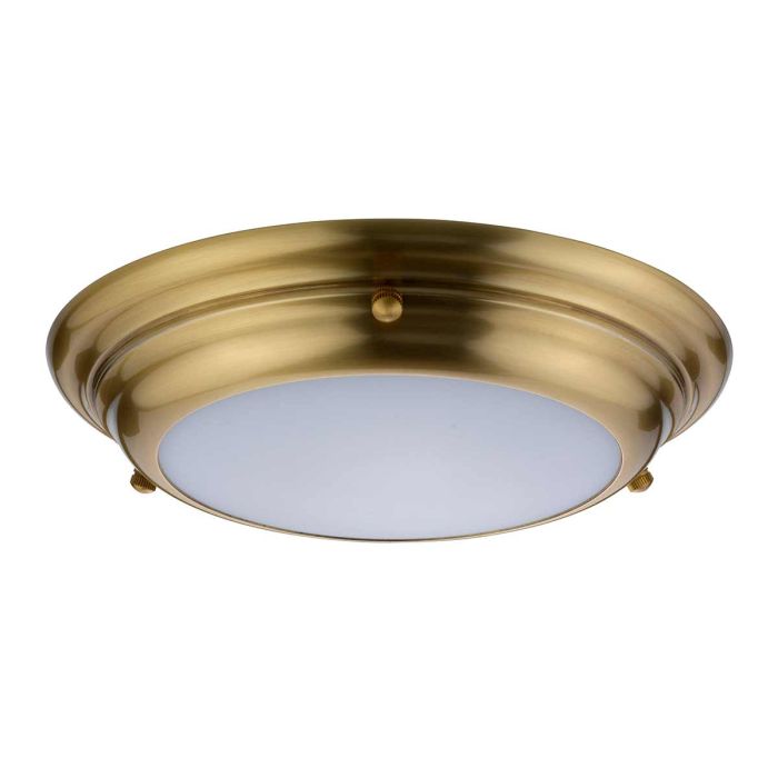 Welland 1 Light Mini LED Flush Light - Aged Brass - Comet Lighting
