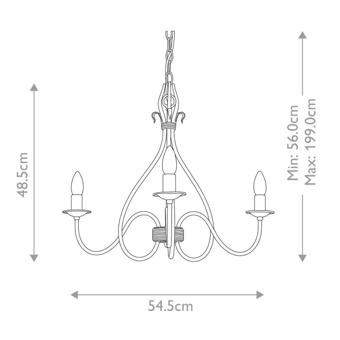 Windermere 3 Light Chandelier - Comet Lighting