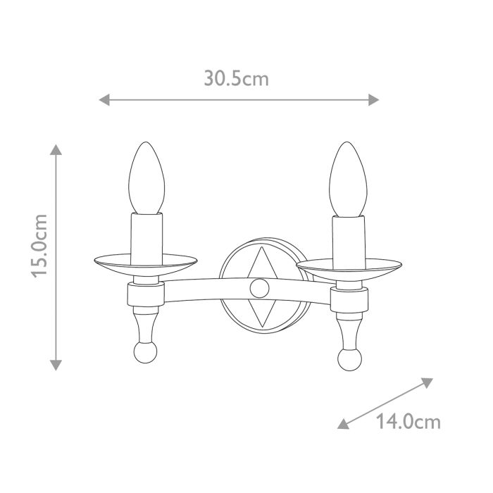 Warwick 2 Light Wall Light - Comet Lighting
