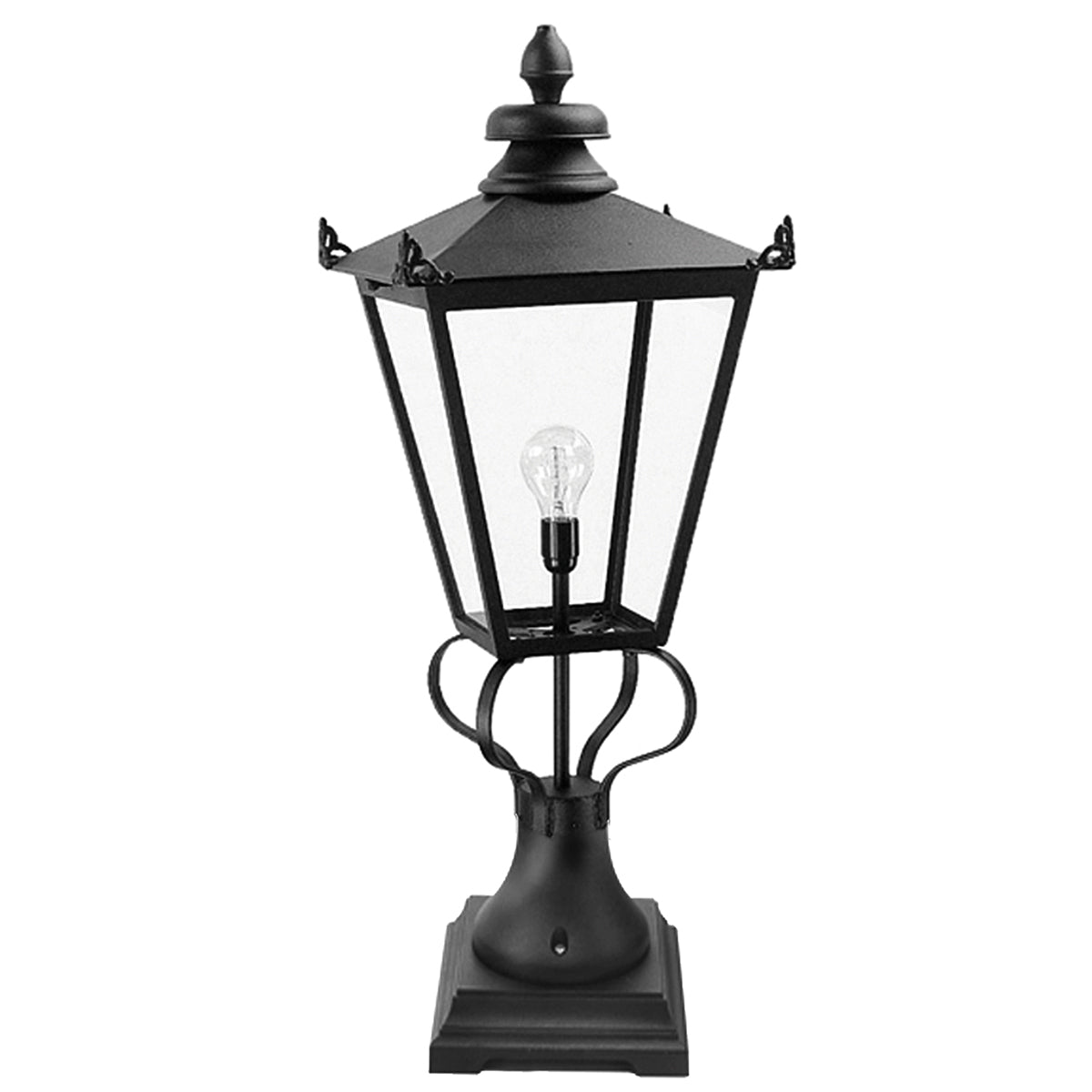 Wilmslow Outdoor Pedestal Lantern Black - Comet Lighting
