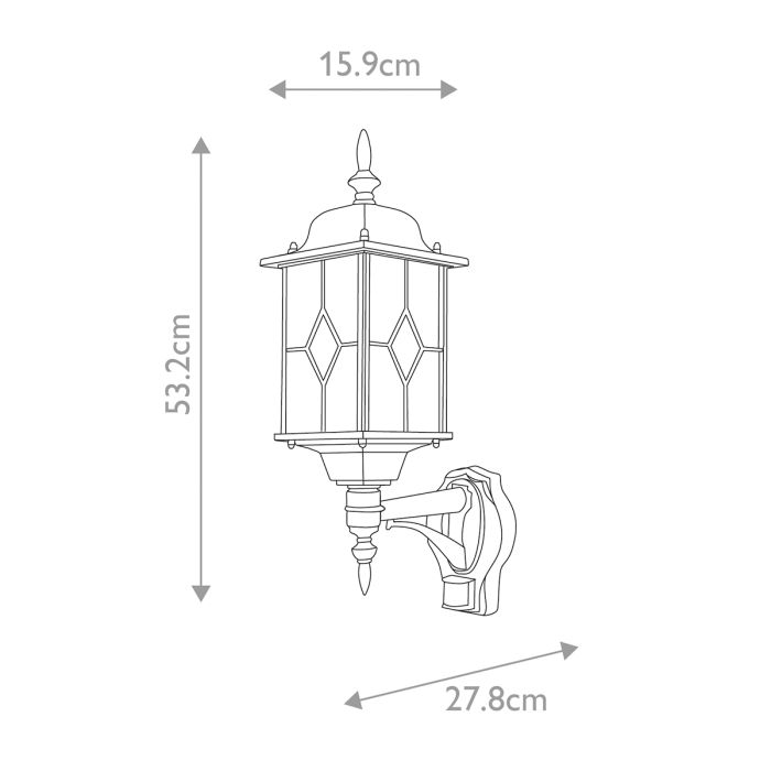 Wexford 1 Light Up Wall Lantern With PIR - Comet Lighting