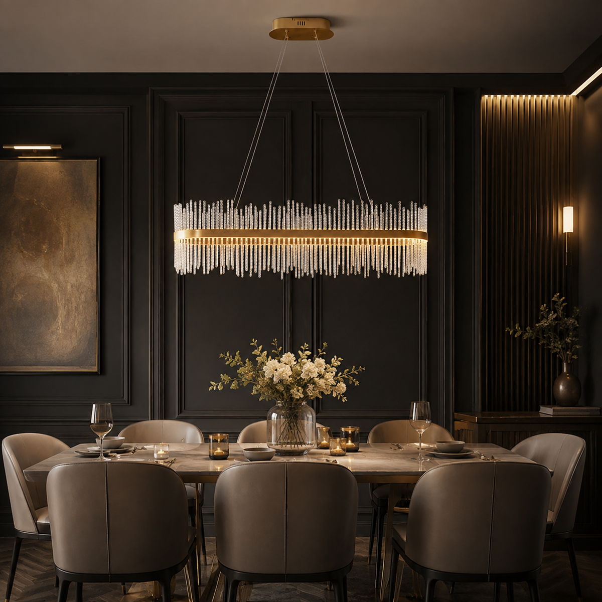 Ribble Linear Pendant Ceiling Light Gold