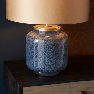 Wye Table Lamp Cobalt Glass & Gold Satin Fabric