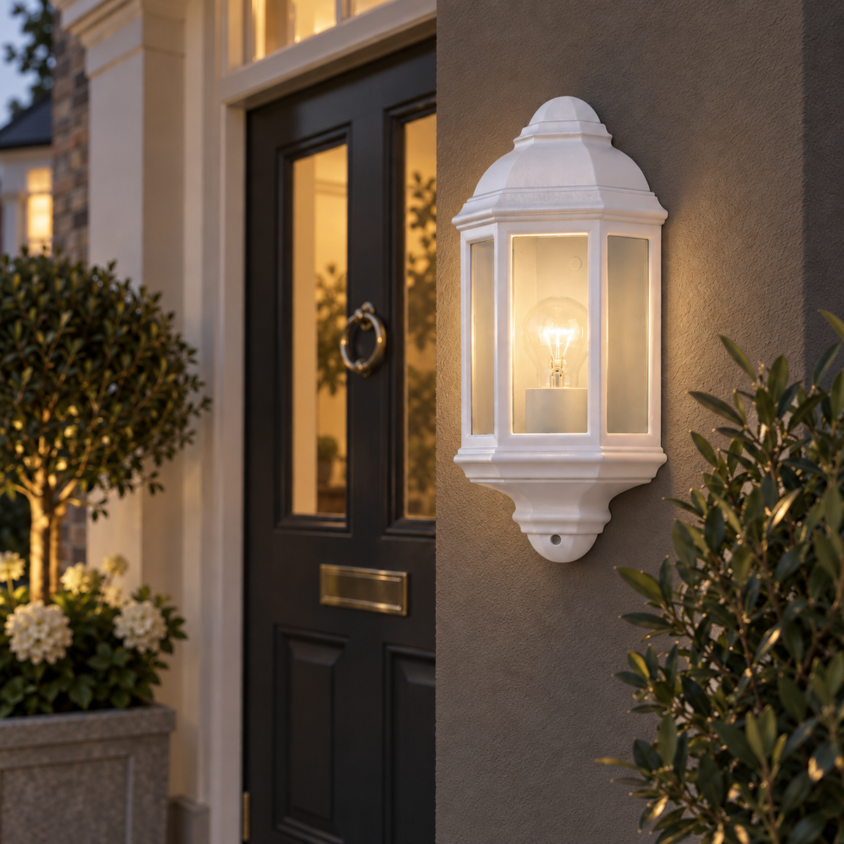 Searchlight White Cast Aluminium Outdoor Flush Light Glass