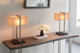 Garonne Table Lamp Satin Nickel w/ Natural Shade