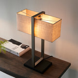 Garonne Table Lamp Satin Nickel w/ Natural Shade