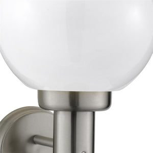 Orb Lantern Outdoor Wall Light- Stainless Steel, White Shade - Comet Lighting