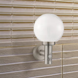 Orb Lantern Outdoor Wall Light- Stainless Steel, White Shade - Comet Lighting