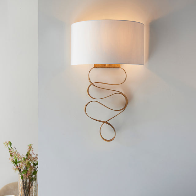 Koyukuk Wall Light Gold Leaf w/ Ivory Shade - Comet Lighting