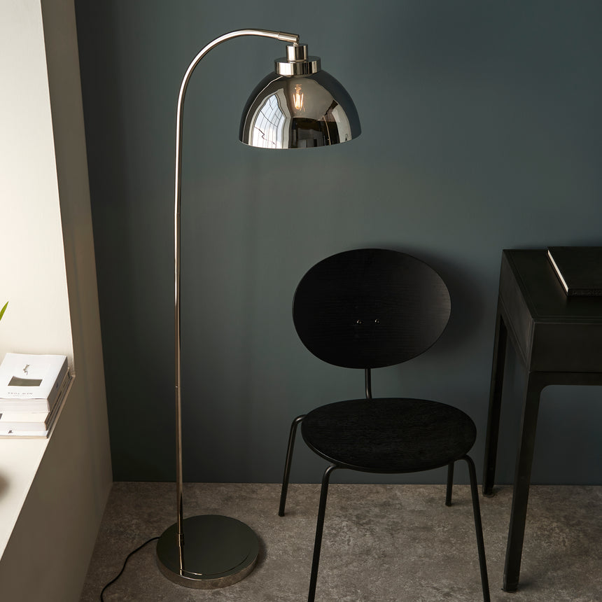 Caspa Task Floor Lamp Bright Nickel