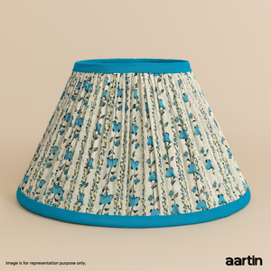 AARTIN 30 CM BLUE WILLOW EMPIRE GATHERED LAMPSHADE IN COTTON