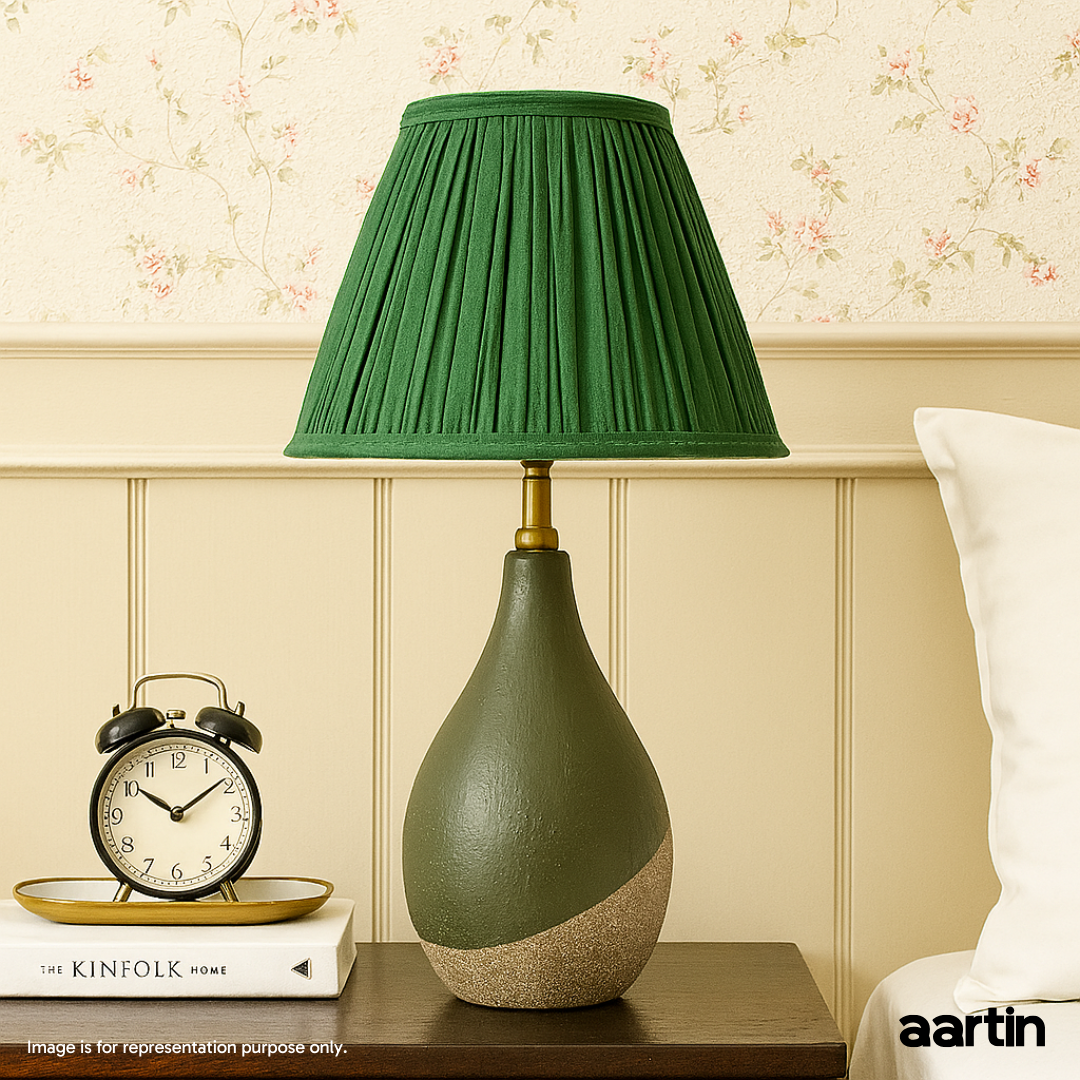 AARTIN IRIS TABLE LAMP IN GREEN & BEIGE TEXTURED CERAMIC (BASE ONLY)
