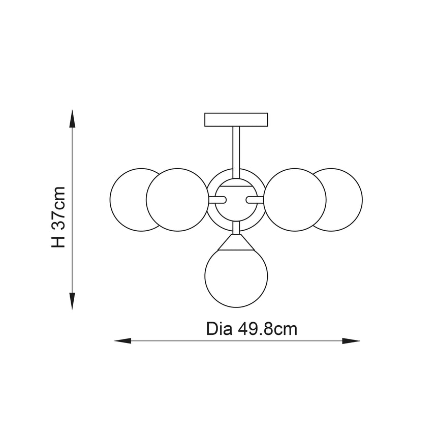 Oscar 6lt Semi Flush Ceiling Light Matt Black