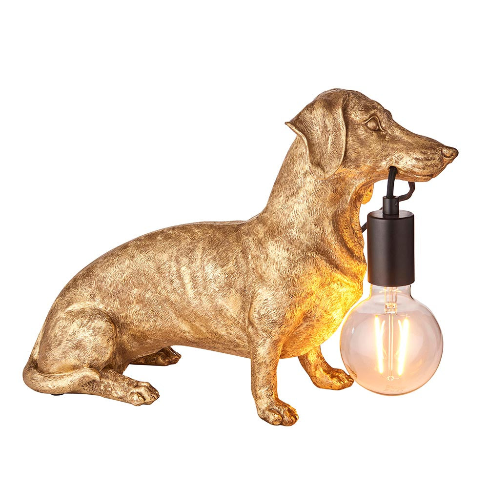 Dachshund Table Vintage gold paint & matt black