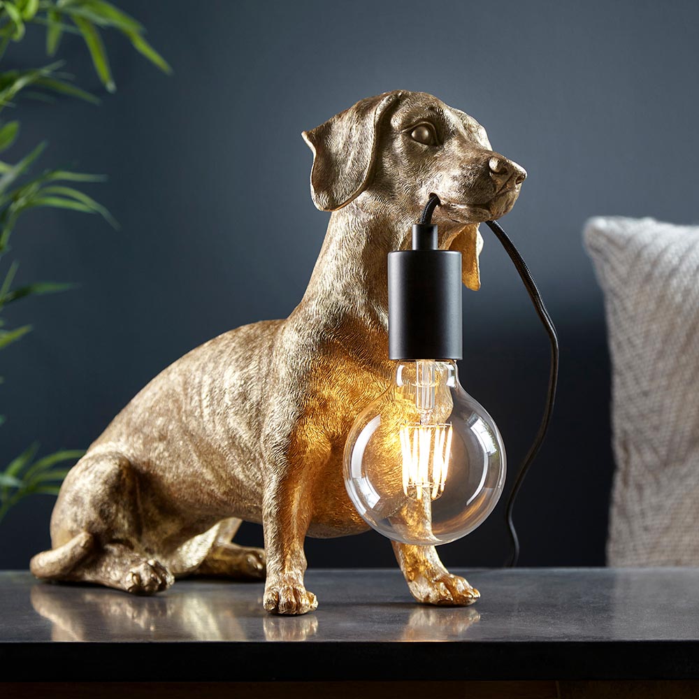 Dachshund Table Vintage gold paint & matt black