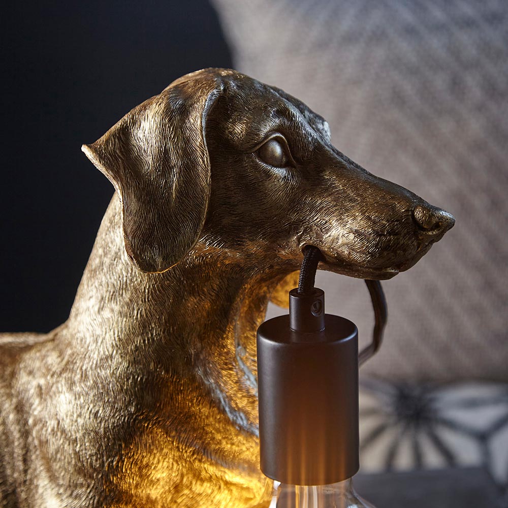 Dachshund Table Vintage gold paint & matt black
