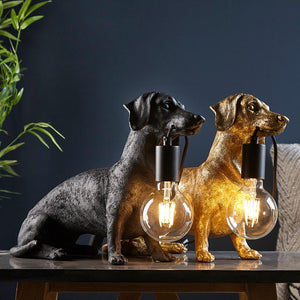 Dachshund Table Vintage gold paint & matt black