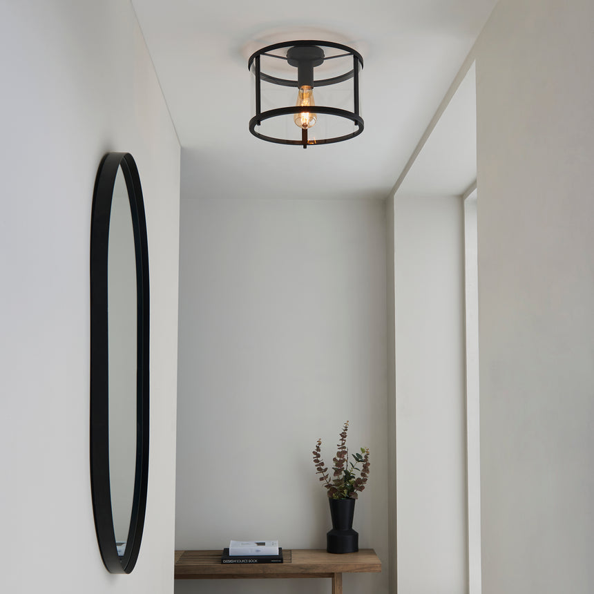 Hopton Flush Ceiling Light Matt Black