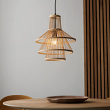 Minato Pendant Ceiling Light Matt Black - Bamboo - Comet Lighting