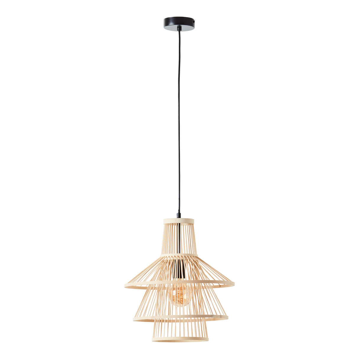 Minato Pendant Ceiling Light Matt Black - Bamboo - Comet Lighting