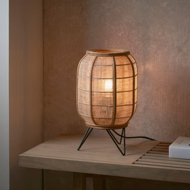 Zaire Table Lamp Matt Black/Bamboo