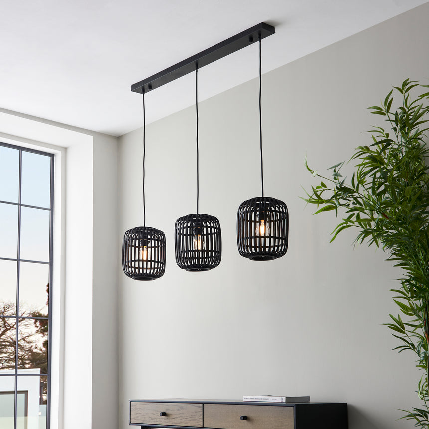 Mathias 3Lt Pendant Ceiling Light Matt Black