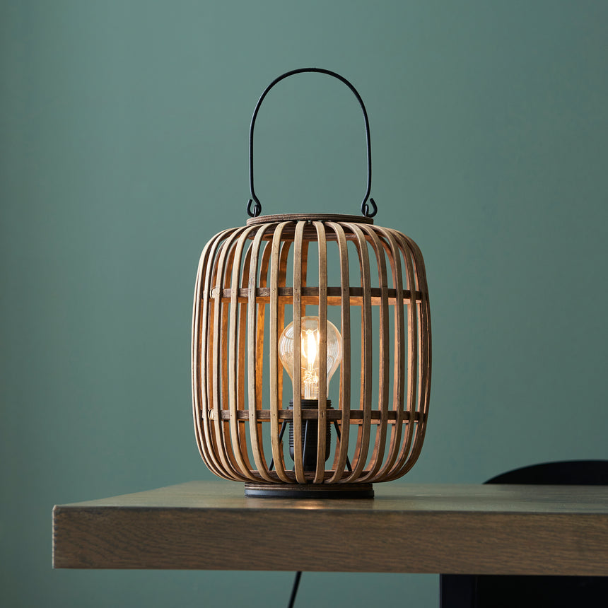 Mathias Table Lamp Matt Black/Bamboo