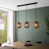 Mathias 3Lt Pendant Ceiling Light Matt Black - Bamboo - Comet Lighting