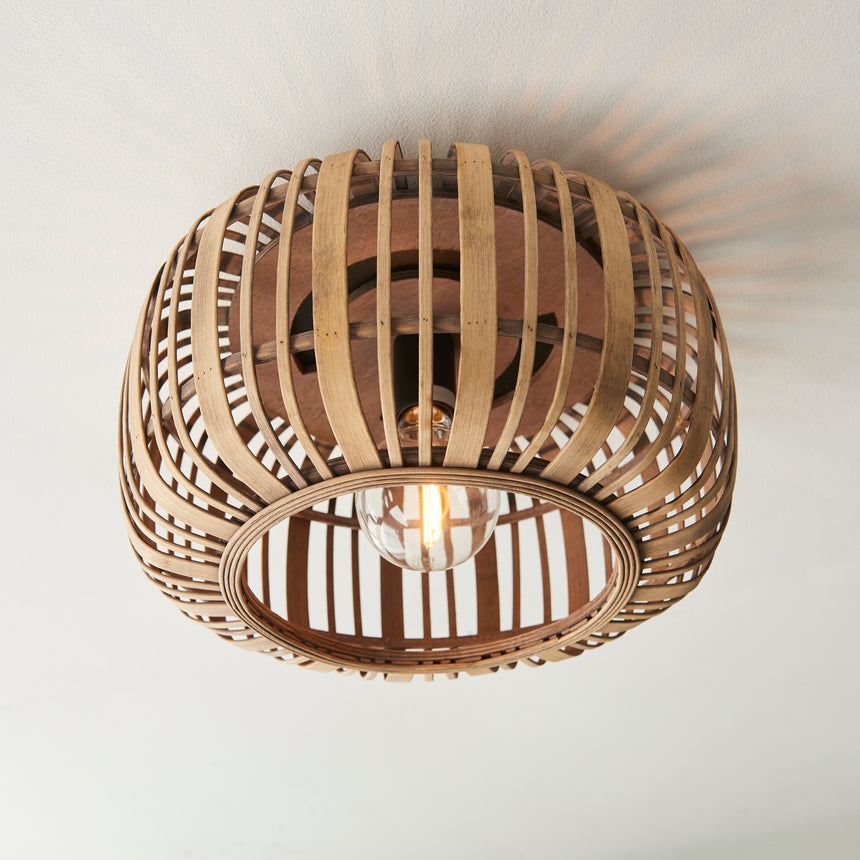 Mathias Flush Ceiling Light Matt Black - Bamboo