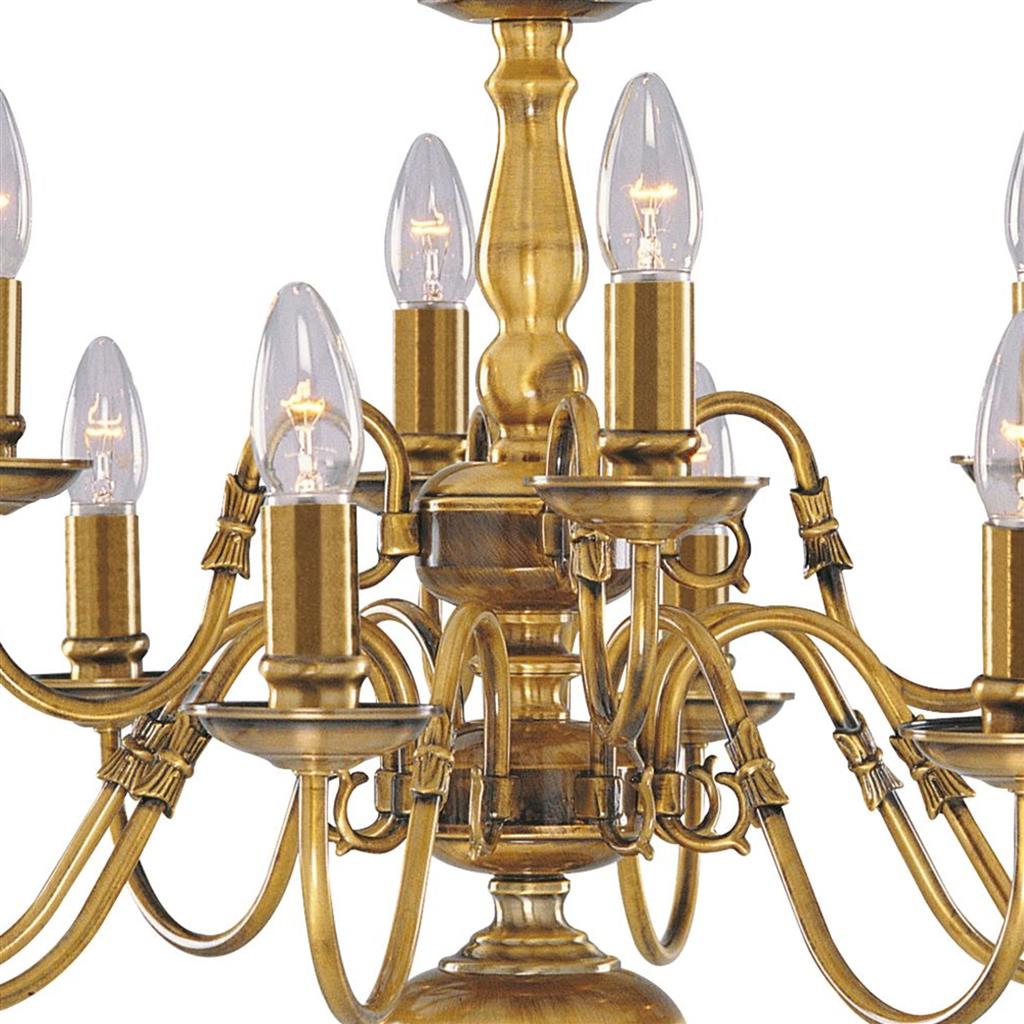 Flemish 12Lt Pendant - Solid Brass Metal - Comet Lighting