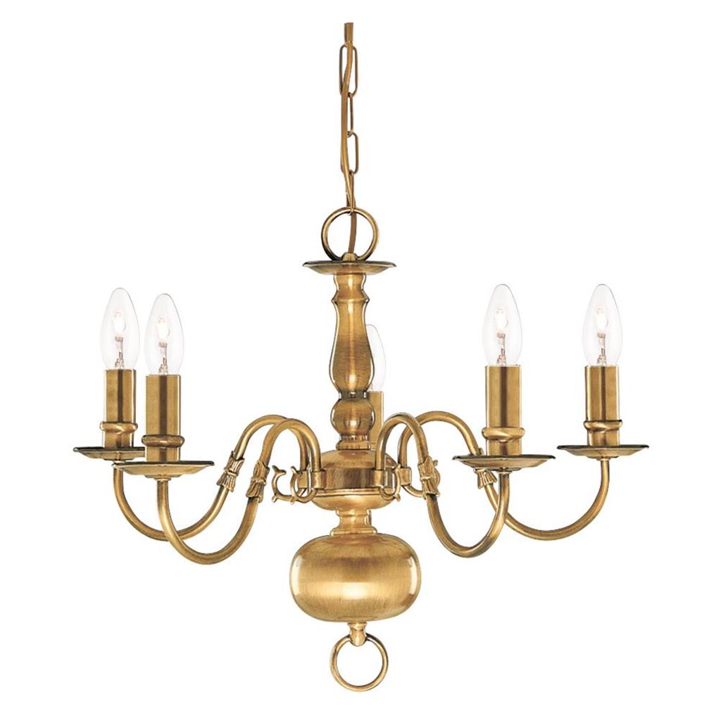 Flemish 5Lt Pendant - Solid Brass Metal - Comet Lighting