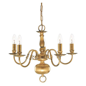 Flemish 5Lt Pendant - Solid Brass Metal - Comet Lighting