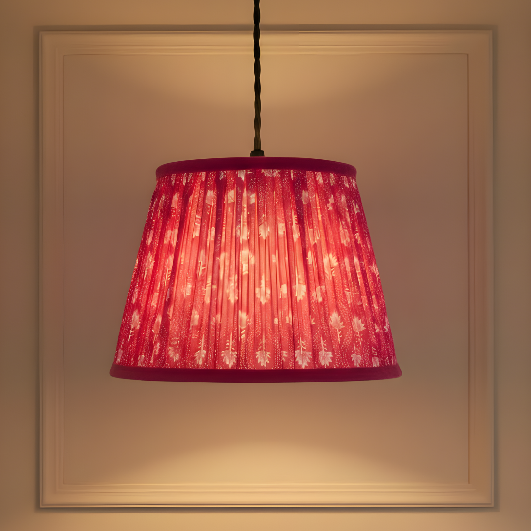 AARTIN 35 CM Fuchsia Ferns Cotton Lampshade - Straight Empire ( Shade Only )