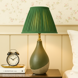 AARTIN IRIS TABLE LAMP IN GREEN & BEIGE TEXTURED CERAMIC (BASE ONLY)