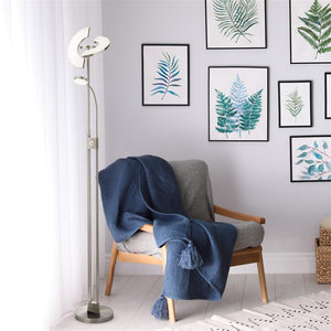 Putford LED Mother & Child Floor Lamp Satin Nickel & Chrome - Comet Lighting