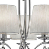 Angelique 5Lt Pendant - Chrome, Clear Glass & White Fabric